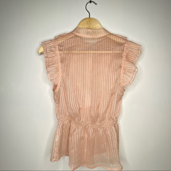 Forever 21 Peach Ruffle Sleeveless Button up Blouse Size S - Picture 3 of 5